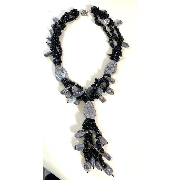 Multi Strand Onyx Necklace Gemstone Jewelry - Picture 13 of 13